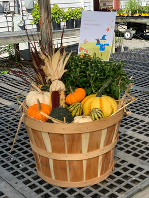 Fall Bushel Basket w/ Mum